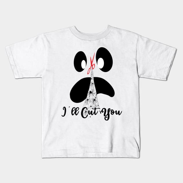 I'll Cut You Ghost Funny easy lazy simple Halloween Costume for hairstylist Kids T-Shirt by MaryMary